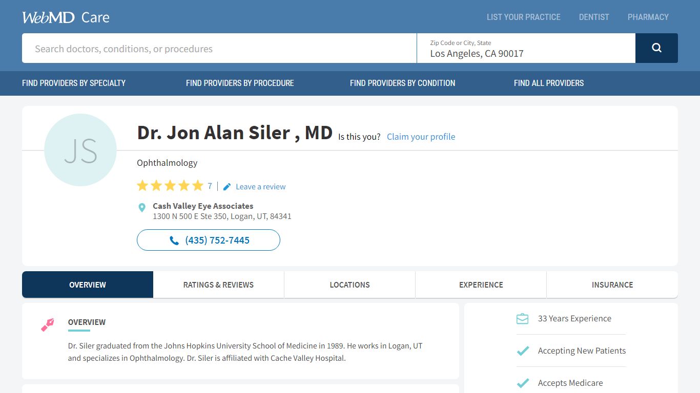 Dr. Jon Siler Ophthalmology. Logan UT - doctor.webmd.com